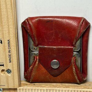 Women's Vintage Red Leather Coin Purse Accordion Change Wallet Snap Closure